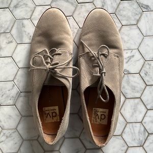 DV by Dolce Vita taupe suede oxfords with red sole